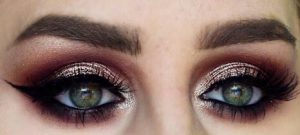 eye makeup with cut crease and metallic eye shadow