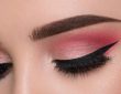 girl with pink eye makeup and perfect brow makeup