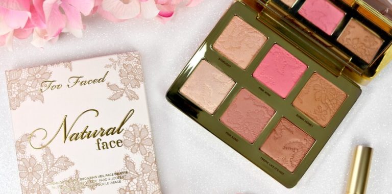 too faced natural face palette open with packaging