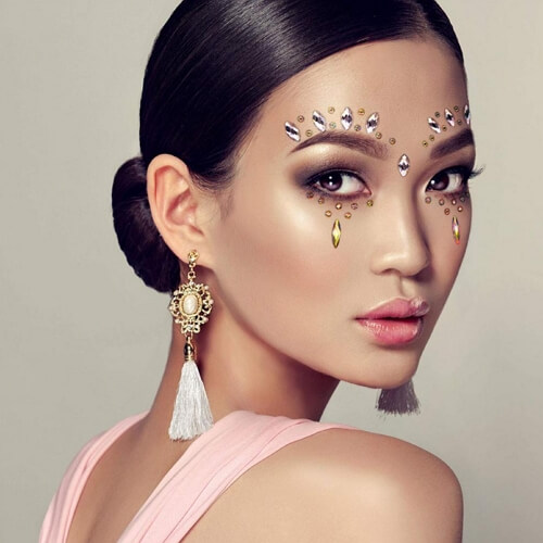 3D makeup with rhinestones