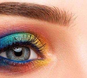 Eye makeup with bright neon eyeshadow