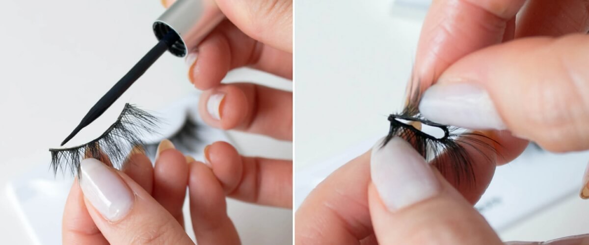 How to apply glue on fake lashes with a thin brush