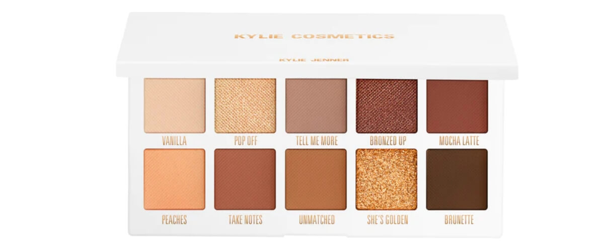 Kylie Bronze palette 2023 glitter and matte eyeshadows