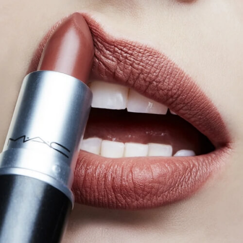 2. MAC Whirl - Nude Lipstick applied on lips