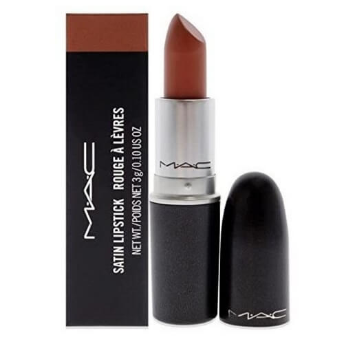 5. MAC taupe Nude Lipstick - Open with Packaging Shown
