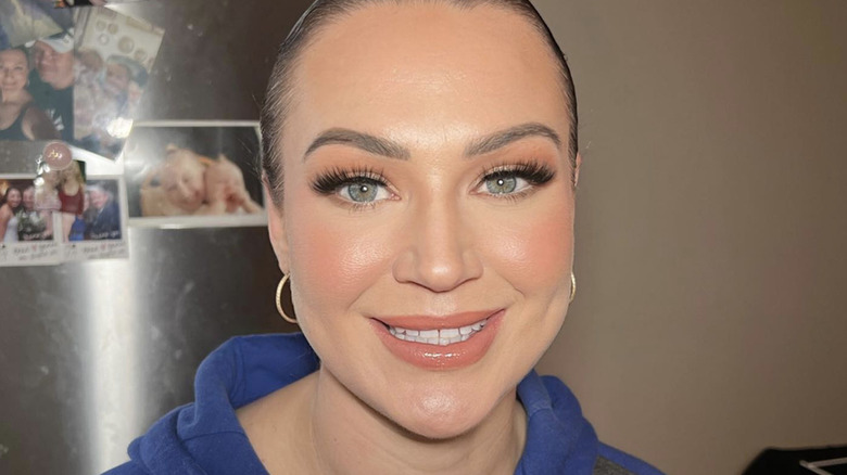 Woman with dewy foundation