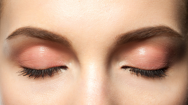 woman with glossy eyelids